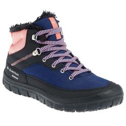 青少年冬季徒步防水保暖雪地鞋 SH100（鞋带款）- 珊瑚色