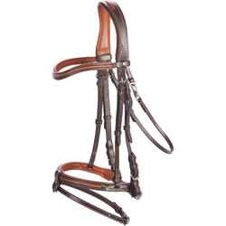小马皮革缰绳 580带法式鼻革 - 棕色正面压线