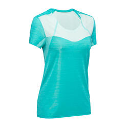 女式竞速徒步短袖 T恤-蓝绿色丨FH500
