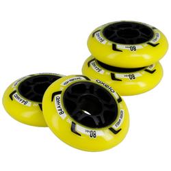 健身直排轮溜冰鞋轮子Fit 80毫米 84A 4-Pack - Yellow