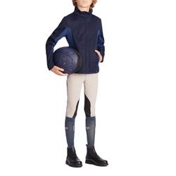 儿童/青少年 防风防泼水软壳夹克 - 蓝黑色/蓝色 -马术运动保暖排汗耐用 -500系列