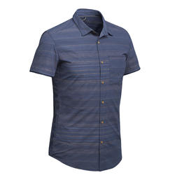 Travel 100 男式短袖衬衫 - 蓝色条纹