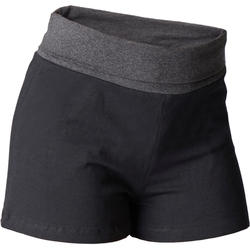 女式舒缓瑜伽生态棉短裤 - 黑色/斑驳灰色