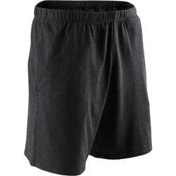 男式基础健身直筒短裤 带有钥匙口袋 100 系列 - 深灰色