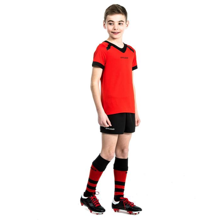 儿童橄榄球短裤R100 带口袋-黑色