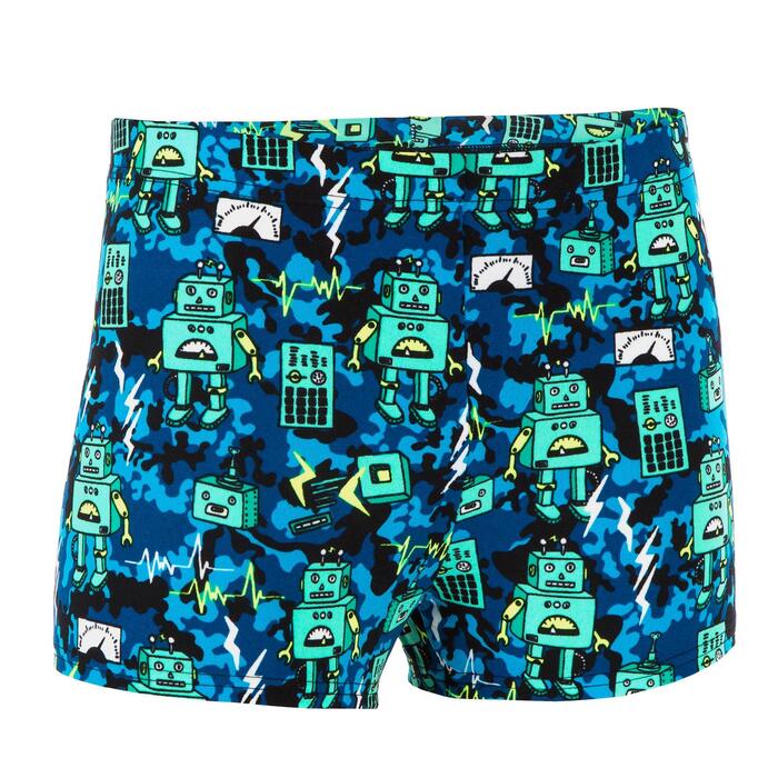 男童平角泳裤FITIB - ALL ROBOT GREEN BLUE