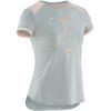 青少年女款体能短袖 T 恤 500 系列 - 灰色印花