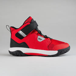 男孩/女孩篮球鞋 适用于中阶篮球爱好者- 红色/黑色 Spider Lace