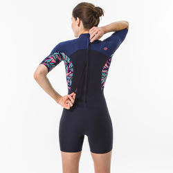 女式冲浪短款短袖泳衣 带背部拉链500 WAKU