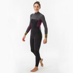 女式冲浪防寒服4/3毫米,500 背部拉链