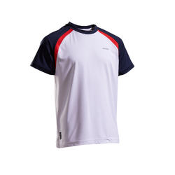 男童网球T恤500-白/海军蓝