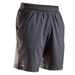 男士网球短裤500-灰色