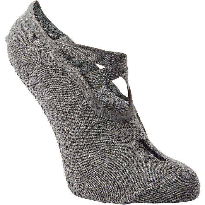 女式芭蕾舞防滑袜 500 系列 - 灰色
