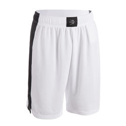 男式篮球短裤SH500 - 白色/黑色