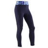 青少年女款体能透气紧身裤S500系列- 深蓝色/紫色印花