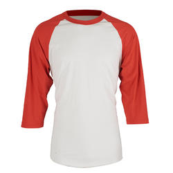成人棒球七分袖T恤BA 550 - 白色/红色