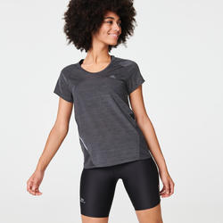女士跑步运动轻质T恤-灰色
