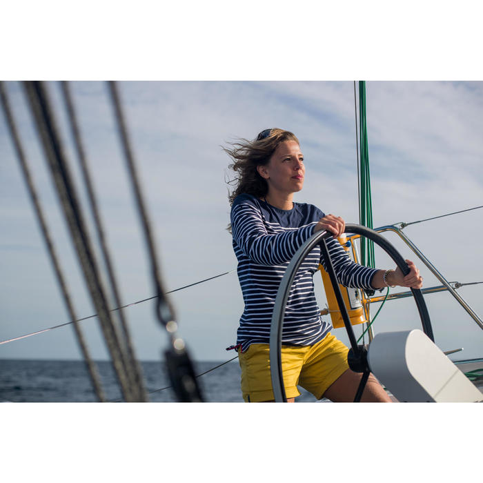 女式长袖帆船T恤traditional sailing 100 - Blue