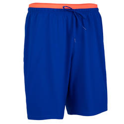 成人足球运动短裤F500 -蓝色/橙色