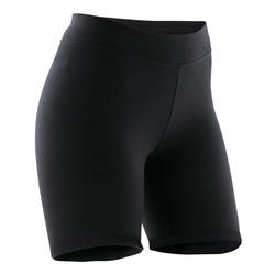 女式基础健身修身棉质短裤 500 系列 - 黑色