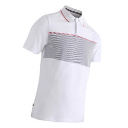 男士高尔夫短印花短袖Polo衫-白色条纹