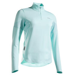 女士网球长袖保暖T恤TH900-薄荷绿