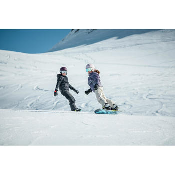 女童高腰背带单板(以及双板滑雪) 滑雪裤, Bib 500 beige