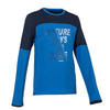 男童青少年体能透气长袖棉 T 恤 500 系列 - 蓝色印花