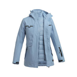 女式三合一防水保暖夹克(羽绒) -蓝色丨TRAVEL 500