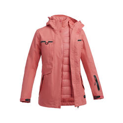 女式三合一防水保暖夹克(羽绒) -粉色丨TRAVEL 500