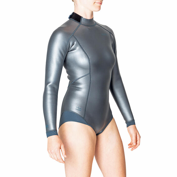 女式长袖短款1.5毫米氯丁橡胶潜水服FRD500 glide skin metal
