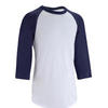 成人棒球七分袖T恤BA 550 - 白色/蓝色