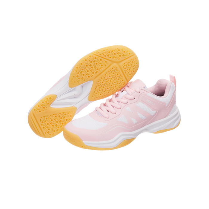 青少年羽毛球鞋BS 500白色粉色
