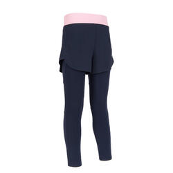 青少年女款体能短裤+紧身裤 - 深蓝色/粉色印花