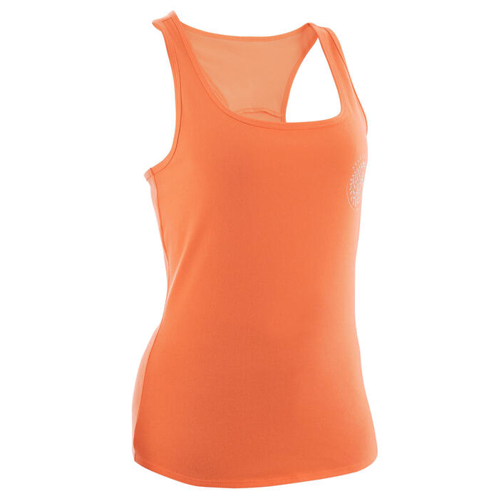 健身弹性棉背心 - 橙色印花