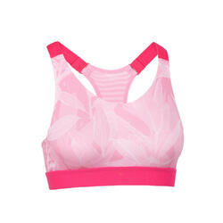 女式有氧健身运动文胸 900 系列 - 粉色印花