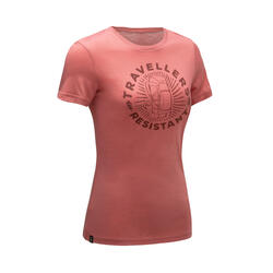 女式美利奴羊毛短袖 T恤-暗粉色丨TRAVEL 50