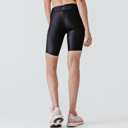 女式跑步运动快干紧身短裤-黑色