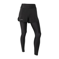 女式跑步短裤（内置紧身速干短裤）-黑色