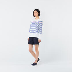 女式长袖帆船T恤traditional sailing 100 - White