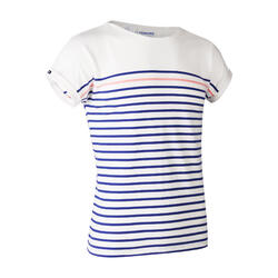 女式短袖帆船T恤100 - White Blue