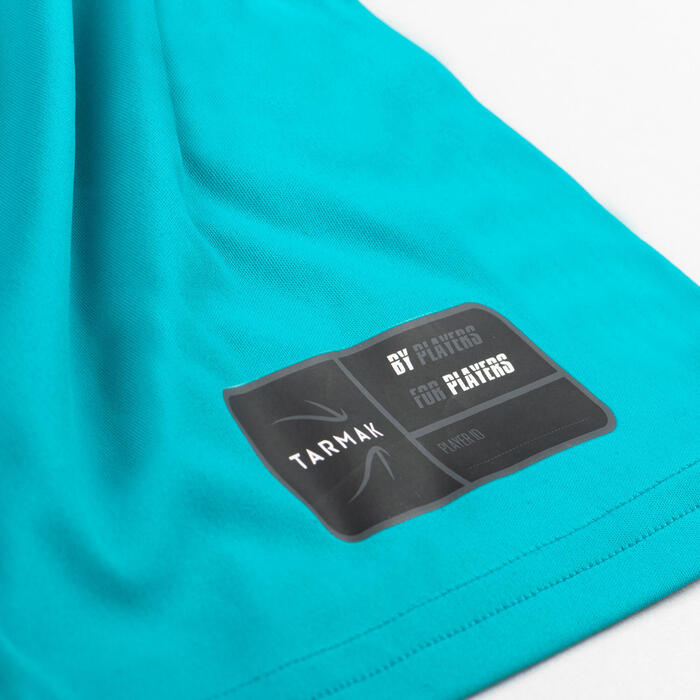 女孩/男孩防晒长袖篮球T恤TS500 - 蓝绿色