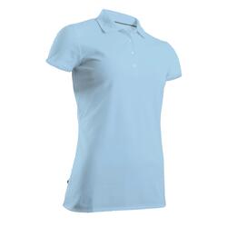 女士高尔夫温和天气短袖Polo衫500-蓝灰