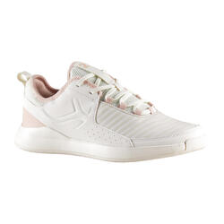 女士网球鞋TS130-米白色/粉色