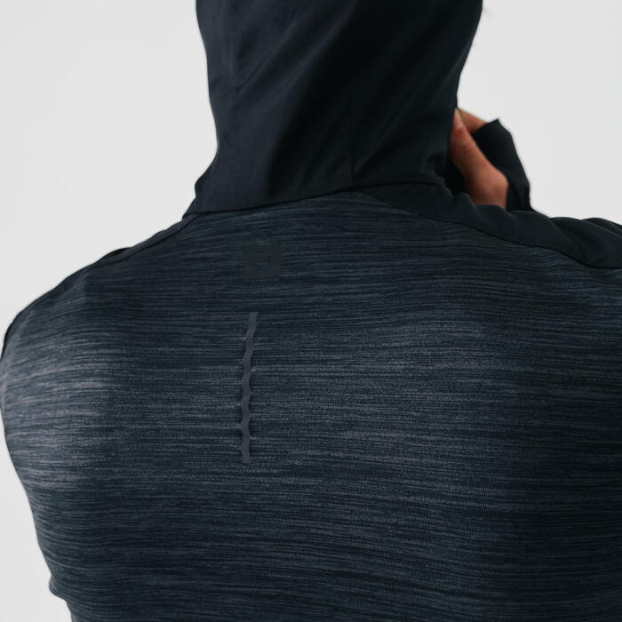 Kalenji男士跑步运动保暖兜帽拉链汗衫-黑色