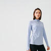 女式跑步运动快干长袖半拉链T恤－浅蓝色