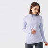 女式跑步运动快干长袖T恤（半拉链）-淡紫
