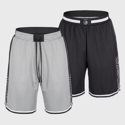 成人篮球双面运动短裤 - Reversible 灰色/黑色