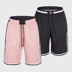 成人篮球双面运动短裤SH500R - 黑色/粉色