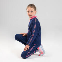 青少年体能保暖透气的合成拉链运动衫 S500 - 深蓝色/粉色